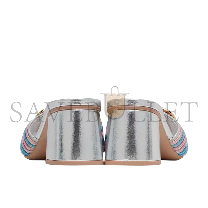 Va1e*ntin0 metallic vlogo signature slide sandal with cornely embroidery 60mm